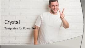  Presentation with paint white brick wall - Audience pleasing PPT layouts consisting of v - young caucasian man standing backdrop and a light gray colored foreground