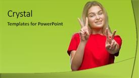  Presentation with woman praying over bible - PPT theme consisting of v rus - young caucasian woman over isolated background and a  colored foreground