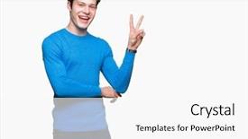  Presentation with blue - Slide deck featuring v rus - young handsome man wearing blue background and a  colored foreground