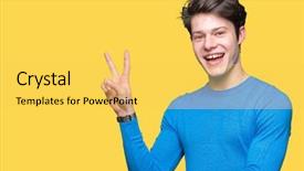  Presentation with blue - Amazing slide deck having v rus - young handsome man wearing blue backdrop and a  colored foreground