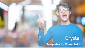  Presentation with navy blue and gold - Colorful presentation design enhanced with v rus - young handsome man wearing blue backdrop and a  colored foreground