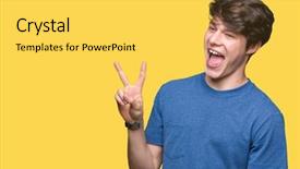  Presentation with blue - Amazing PPT theme having v rus - young handsome man wearing blue backdrop and a yellow colored foreground