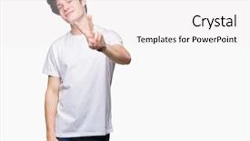 Presentation with victory - Presentation design consisting of v rus - young handsome man wearing casual background and a white colored foreground