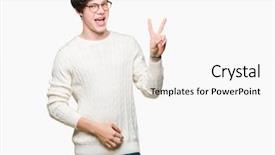  Presentation with two way street sign - Slide deck enhanced with v rus - young handsome man wearing glasses background and a  colored foreground