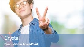  Presentation with elegant man in glasses optics - Slide set featuring v rus - young handsome man wearing glasses background and a  colored foreground