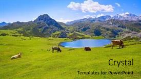  Presentation with lake - Theme enhanced with vaca - ercina lake at picos de background and a  colored foreground