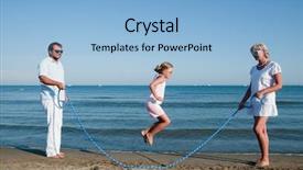  Presentation with family dreams of vacation - Theme with vacation - family playing with skipping background and a  colored foreground