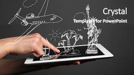  Presentation with planning - Beautiful PPT theme featuring vacation - tablet pc with vector backdrop and a dark gray colored foreground