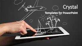  Presentation with vector - Audience pleasing PPT theme consisting of vacation - tablet pc with vector backdrop and a dark gray colored foreground