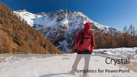  Presentation with mountains - Slide deck having vacation adventure hiking enterprise self background and a light gray colored foreground