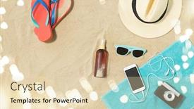  Presentation with camera film - Theme with vacation-and-summer-holidays-concept background and a lemonade colored foreground