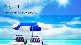  Presentation with tourism - Slide set having vacation and tourism concept sunbed background and a  colored foreground