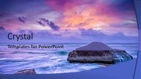  Presentation with beach rocks - Audience pleasing theme consisting of vacation background - waves and rocks backdrop and a light blue colored foreground