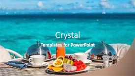  Presentation with luxury hotel - Presentation design featuring vacation-breakfast-at-luxury-hotel background and a teal colored foreground