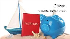  Presentation with sailboat - Colorful slide set enhanced with vacation budget concept piggy bank backdrop and a white colored foreground