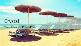  Presentation with sol - PPT theme with vacation concept spain beach background and a cool aqua colored foreground
