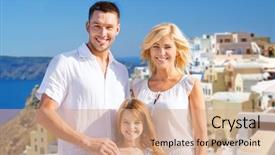  Presentation with family tourism - Amazing PPT theme having vacation europe - tourism travel and people concept backdrop and a  colored foreground