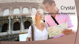  Presentation with tourists - Cool new PPT layouts with concept or conceptual abstract green backdrop and a dark gray colored foreground