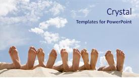  Presentation with vacation - Amazing presentation design having vacation getaway - image of soles of people backdrop and a light blue colored foreground