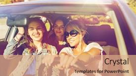  Presentation with girls trip - Audience pleasing PPT layouts consisting of vacation holidays travel road trip backdrop and a coral colored foreground