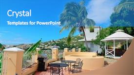  Presentation with coconut tree - Cool new slide deck with vacation house at st thomas backdrop and a teal colored foreground