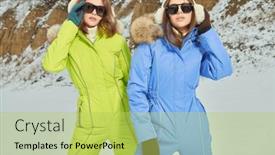  Presentation with ski - Presentation theme enhanced with vacation-in-a-ski-resort background and a yellow colored foreground