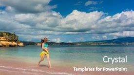  Presentation with healthy workplace full length side view - Presentation theme having vacation in komodo island indonesia background and a coral colored foreground