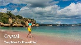  Presentation with indonesia - Presentation theme having vacation in komodo island indonesia background and a coral colored foreground