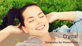  Presentation with disabled people lonely girl - Amazing presentation theme having vacation leisure and people concept backdrop and a coral colored foreground