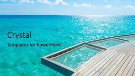  Presentation with sea coral - Colorful slides enhanced with vacation net seat in tropical maldives island and beauty of the sea with the coral reefs backdrop and a teal colored foreground