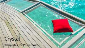  Presentation with sea coral - Audience pleasing slide set consisting of vacation net seat in tropical maldives island and beauty of the sea with the coral reefs backdrop and a mint green colored foreground