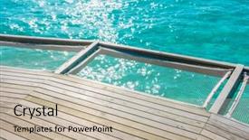  Presentation with sea coral - PPT theme consisting of vacation net seat in tropical maldives island and beauty of the sea with the coral reefs background and a soft green colored foreground