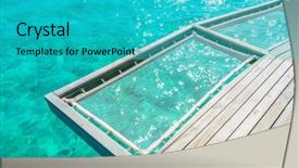  Presentation with sea coral - Theme with vacation net seat in tropical maldives island and beauty of the sea with the coral reefs background and a teal colored foreground