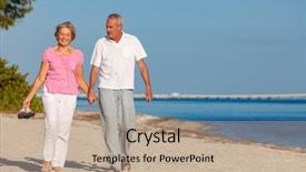  Presentation with senior couple - Slide deck with vacation on a deserted background and a mint green colored foreground