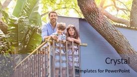  Presentation with family tree - Theme featuring vacation on a tree house background and a teal colored foreground