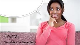  Presentation with balloon - Slide deck consisting of vacation plans - black woman sitting on sofa background and a coral colored foreground