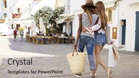 Presentation with shopping - Colorful presentation theme enhanced with vacation shopping in ibiza backdrop and a soft green colored foreground