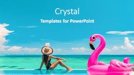  Presentation with infinity - Amazing presentation design having vacation-summer-fun-woman-sunbathing backdrop and a teal colored foreground