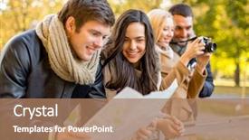  Presentation with travel friends - Audience pleasing presentation consisting of vacation technology tourism and friends backdrop and a coral colored foreground