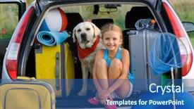  Presentation with vacation - Beautiful presentation theme featuring vacation travel - family ready backdrop and a ocean colored foreground