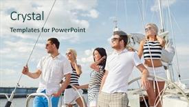  Presentation with travel friends - Audience pleasing slide deck consisting of vacation travel sea friendship backdrop and a lemonade colored foreground