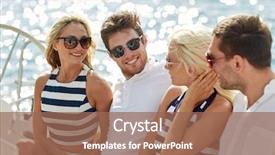  Presentation with travel friends - PPT layouts with vacation travel sea friendship background and a coral colored foreground