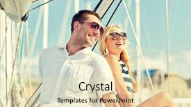  Presentation with people talking - Slide set featuring vacation travel sea friendship background and a lemonade colored foreground