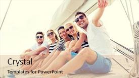  Presentation with travel friends - Beautiful theme featuring vacation travel sea friendship backdrop and a lemonade colored foreground