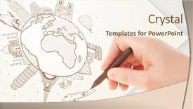  Presentation with cities - Slide deck enhanced with vacation trip around the globe background and a cream colored foreground