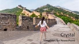  Presentation with asia trip - Slide deck featuring vacation trip in asia background and a light gray colored foreground