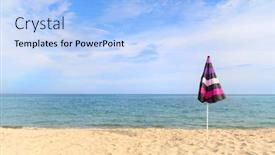  Presentation with umbrella - Theme featuring vacation-with-shade-with-umbrella background and a light blue colored foreground