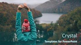  Presentation with vacation - PPT theme having vacation-woman-enjoy-vacation background and a ocean colored foreground