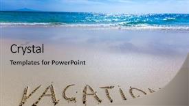  Presentation with vacation - Slide set with vacation word writing on tropical background and a light blue colored foreground