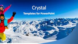 Presentation with winter family - PPT layouts featuring vacations in mountains ski sun background and a ocean colored foreground